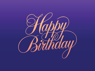 Beautiful luxury Happy Birthday text on blue gradient background vector template