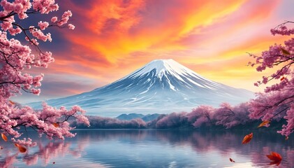 mountain and blossoms