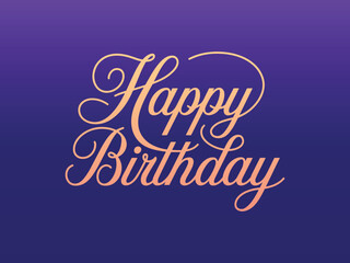 Beautiful luxury Happy Birthday text on blue gradient background vector template