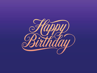 Beautiful luxury Happy Birthday text on blue gradient background vector template