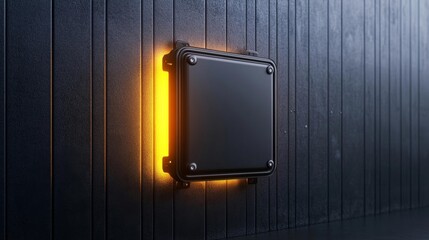 Minimal Charcoal Wall with Square Light Box. Generative AI