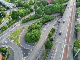 Aerial View of Cumberland Basin Central Bristol City of Southwest of England, Great Britain. High Angle Footage Was Captured with Drone's Camera from Medium High Altitude on May 28th, 2024.