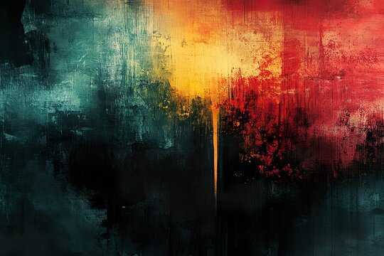 Abstract Colorful Painting Texture With Red Yellow And Teal Tones