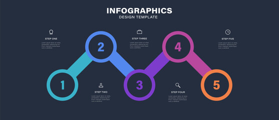 Infographic 5 steps to success. Vector illustration.