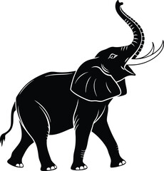 Elephant silhouette vector illustration, black Elephant vector, Elephant line art vector