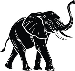Elephant silhouette vector illustration, black Elephant vector, Elephant line art vector