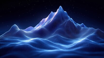 Naklejka premium Abstract Digital Mountain Range at Night with Starry Sky