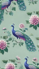 Obraz premium peacook wallpaper with flower