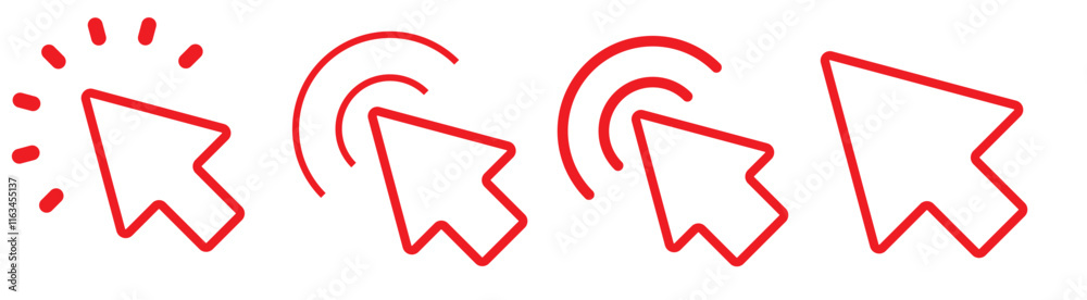 Poster cursor click icon vector, pointer arrow icon.