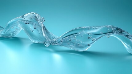 A flowing wave of clear water on a blue background