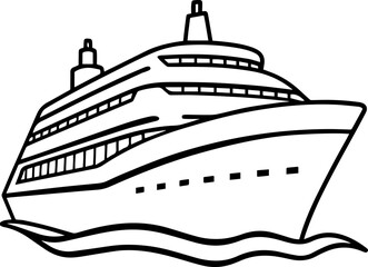 Obraz premium Refined Outline Art of a Modern Luxury Yacht Cruising on the Ocean