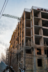 Construction site with crane. Construction concept. High quality photo