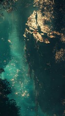 Obraz premium Solitude by the Mystical River: A Dreamlike Landscape