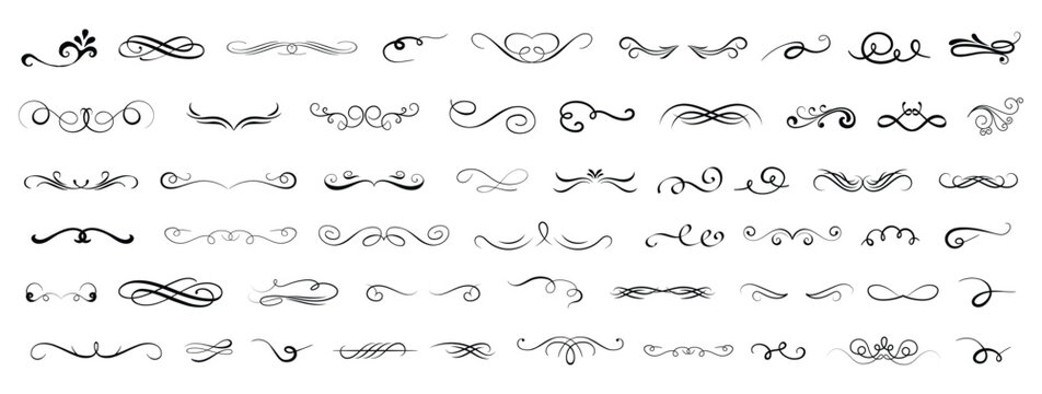 Vector graphic elements for design vector elements. Swirl elements decorative illustration. Classic calligraphy swirls, greeting cards, wedding invitations, royal certificates and graphic design.