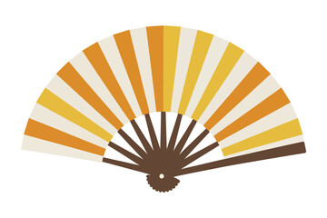Asian hand folding fan open representing Japanese culture isolated on white background
