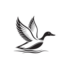 flying duck silhouette vector line art design