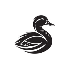 flying duck silhouette vector line art design