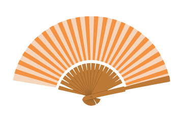 Asian hand folding fan open representing Japanese culture isolated on white background
