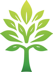 Nature-Inspired Tree with Green Leaves, Fully Customizable Vector Files