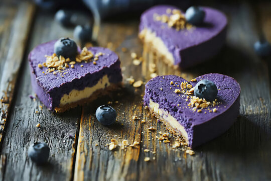  heart-shaped blueberry cheesecake bars