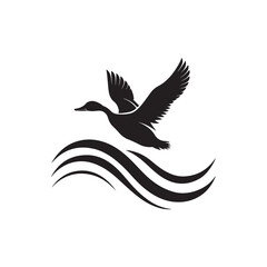 flying duck silhouette vector line art design