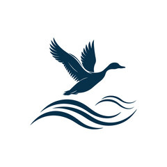 flying duck silhouette vector line art design