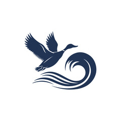 flying duck silhouette vector line art design