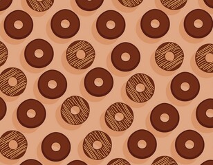 Obraz premium 茶色いドーナツのイラスト