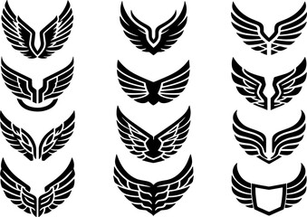  vector Wings Set , professional wings in black color