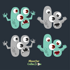 K and k, Alphabet Monster Collection with Fun and Spooky Cartoon Letters