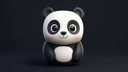 Cartoon panda kawaii square animal face. Funny baby bear cub portrait. Isolated vector forest habitat character. App button, icon, graphic design element, zoo personage