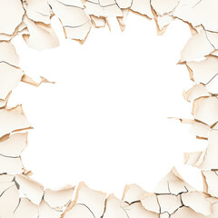 Cracked Earth Frame: A captivating image featuring a circular frame of cracked, beige earth,...