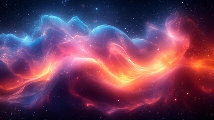 Obraz premium Vibrant glowing nebula digital artwork in cosmic theme. Generative AI