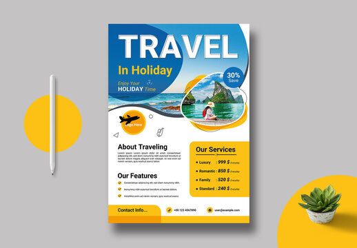 Travel Flyer With Yellow Color