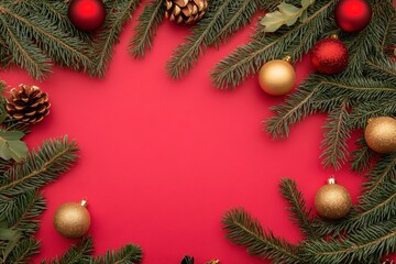 Flat Lay Image of Pine Tree Branches for Seasonal Decor and Nature Inspired Designs