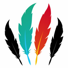 Vibrant Feather Design: Colorful Vector Illustration on White Background