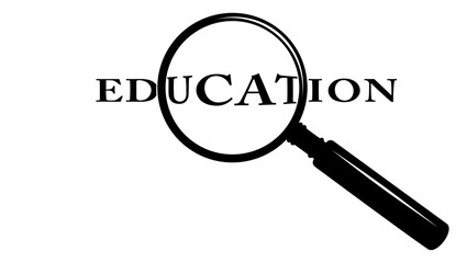 education emblem,education under a magnifying glass, black isolated silhouette
