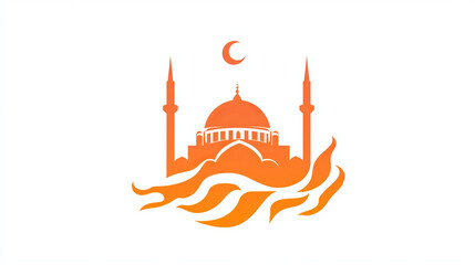 Turkish cuisine restaurant icon hot flames for kebab or doner, vector sign. Turkish cuisine cafe or dining house emblem with traditional Turkey mosque and food dishes cooking flames of grill