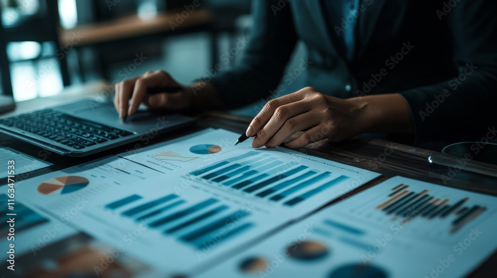 Poster finance data analytics, bar chart line icon. company strategy data infographics, business performanc