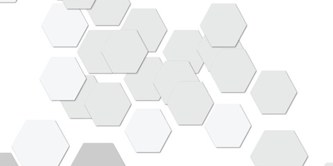 Geometric technology white and grey hexagon background. Abstract vector illustration Science technology and medical concept hexagon on transparent background