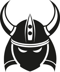 Bold Black and White Warrior Helmet Silhouette