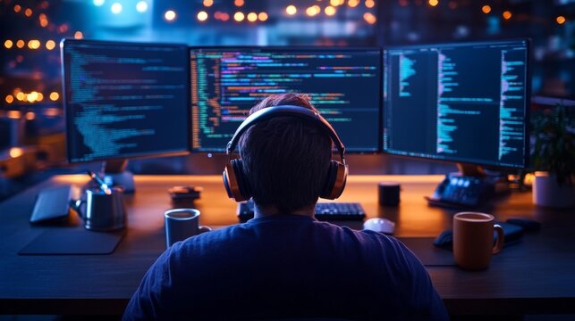 Web Developer at Work with JavaScript Code. Generative AI
