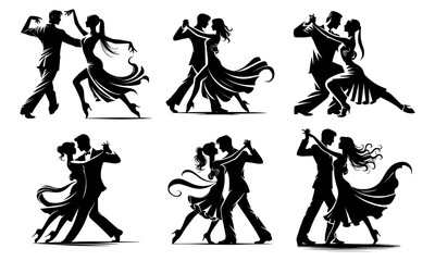 Silhouette designs of dancing couples