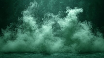 Fototapeta premium Green fog effect on a solid background chromakey ready. Generative AI