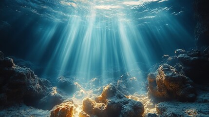 Obraz premium Sun Rays Overlay Effect in Blue. Generative AI