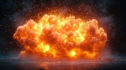 Explosion Effect with Vibrant Fire and Smoke. Generative AI