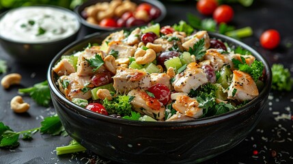 Chicken grape salad with celery cashew parmesan.