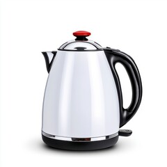 Modern Electric Kettle with Red Button and Glossy Finish