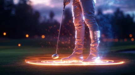 Futuristic Golf Course with Digital Enhancements. Generative AI