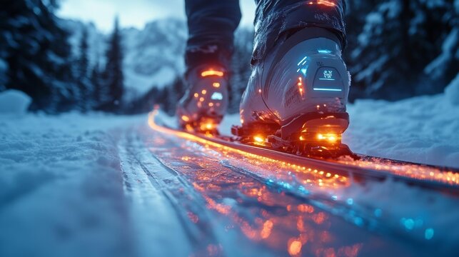 Futuristic Ski Track with Digital Data Integration. Generative AI